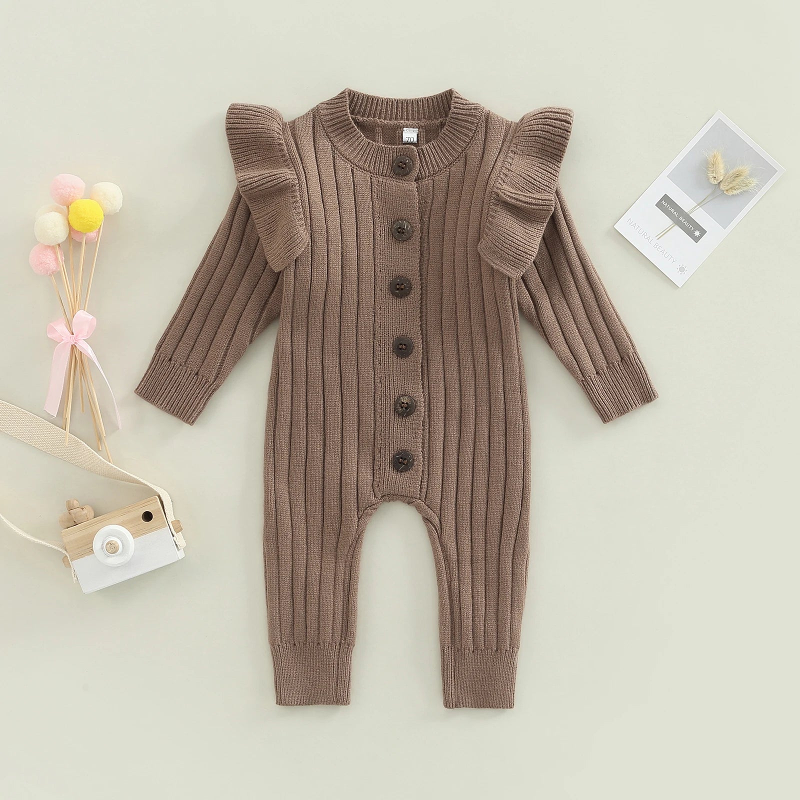 Baby Girl Knitted Romper with Ruffles